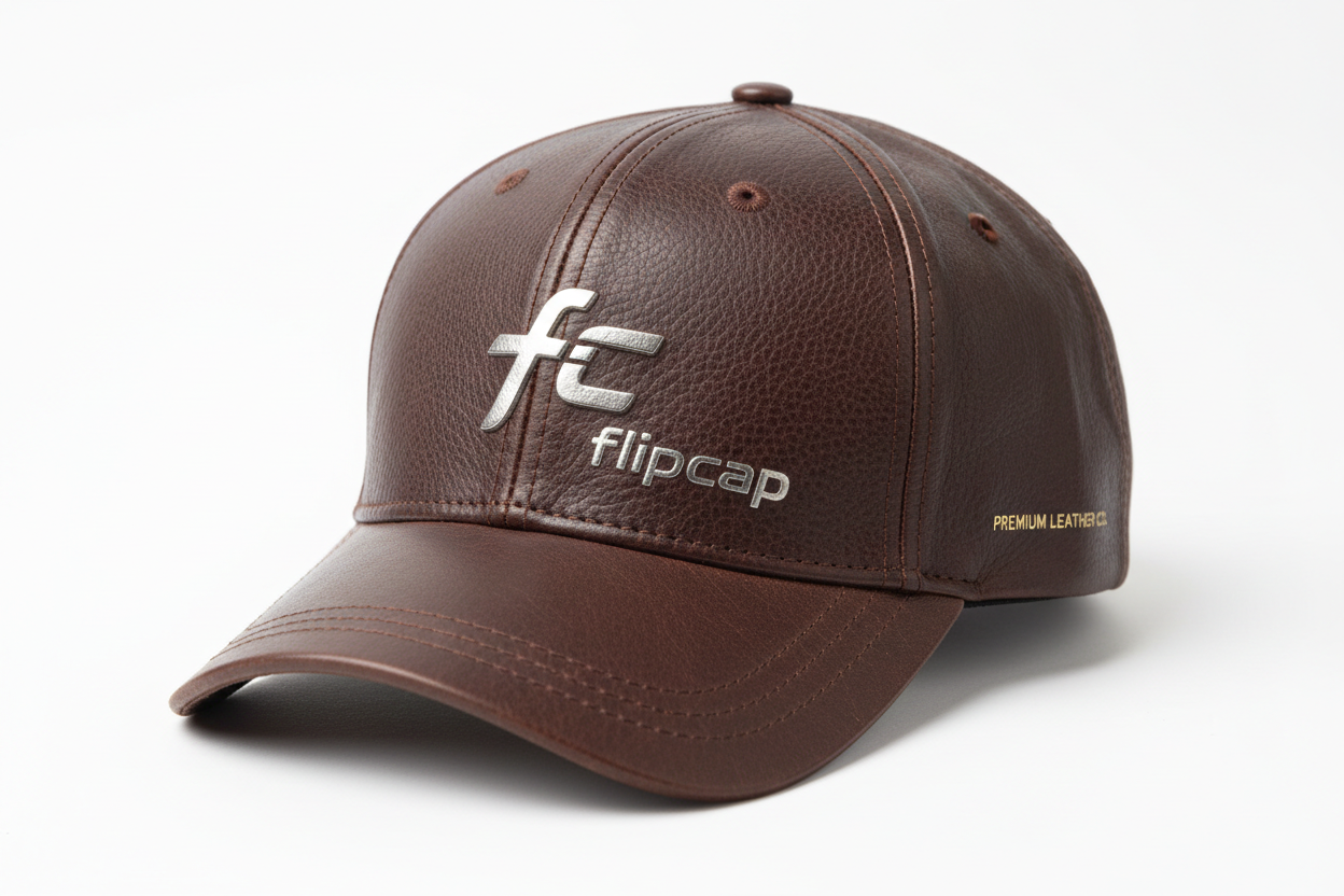 casquette en cuire avec un logo (flipcap)